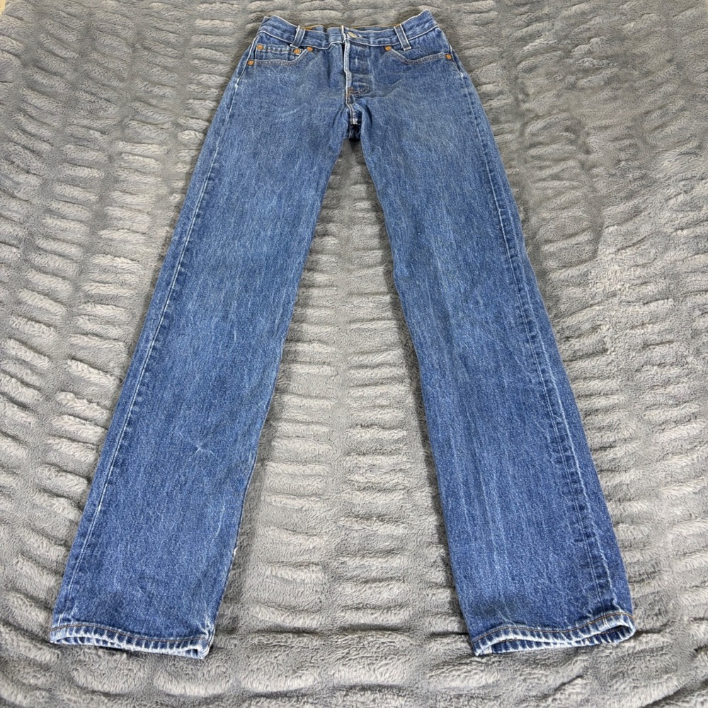 Vintage Levis 701 0117 Student Jeans W27 L36 Blue Straight Leg Made in USA AT044